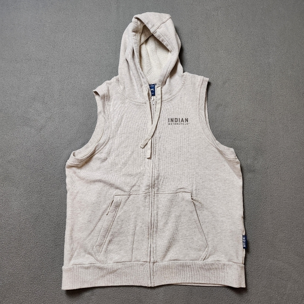 Indian Motorcycle Sleeveless Hoodie Sweatshirt Sz Large